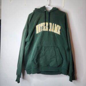 Vtg Notre Dame Fighting Irish AS Sports Xl Hoodie Pullover Green Distressed